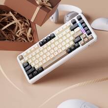 ATTACK SHARK M86 无线机械键盘，75% 布局，定制结构，支持热插拔，RGB 背光，预润滑轴体，侧印 PBT 键帽，支持蓝牙 5.0/2.4GHz/USB-C 三模连接，适用于 Windows PC/Linux/游戏玩家，节日礼物，儿童礼物，2026 新年礼物 - 夜光/黑莓/芝士白/星空黑 - 彩色 - 查看 15