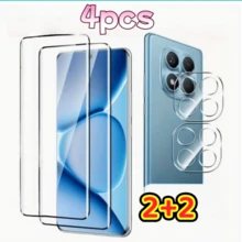 4件/包，適用於 Redmi Note 13 Pro+/14 Pro/14 Pro 4G/14 Pro 5G/14 Pro+/15 4G/15 5G/15 Pro 4G/15 Pro 5G/15 Pro+/14 4G/14 5G/15 Pro/15 Pro+/13C/14C/15C/A5/15/A7 Pro，2片高清鋼化玻璃螢幕保護貼 + 2片高清透明鋼化玻璃鏡頭保護貼，全覆蓋鋼化玻璃螢幕保護貼，含高清邊膠 - 無色 - 查看 3