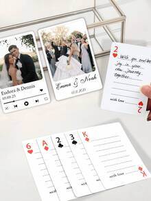 Personliga spelkort med foto och text 1 set (54 spelkort + 1 ask) Personlig poker, anpassningsbar med fotomeddelanden, perfekt för bröllopsdag, födelsedag, examen, förlovning, pensionering, present. Kan anpassas med foton, anpassade parbilder och familjefoton av spelkort, bordsspelskort, bröllopssouvenirer, årsdagssouvenirer, presentask - Flerfärgad 2 - Visa 8