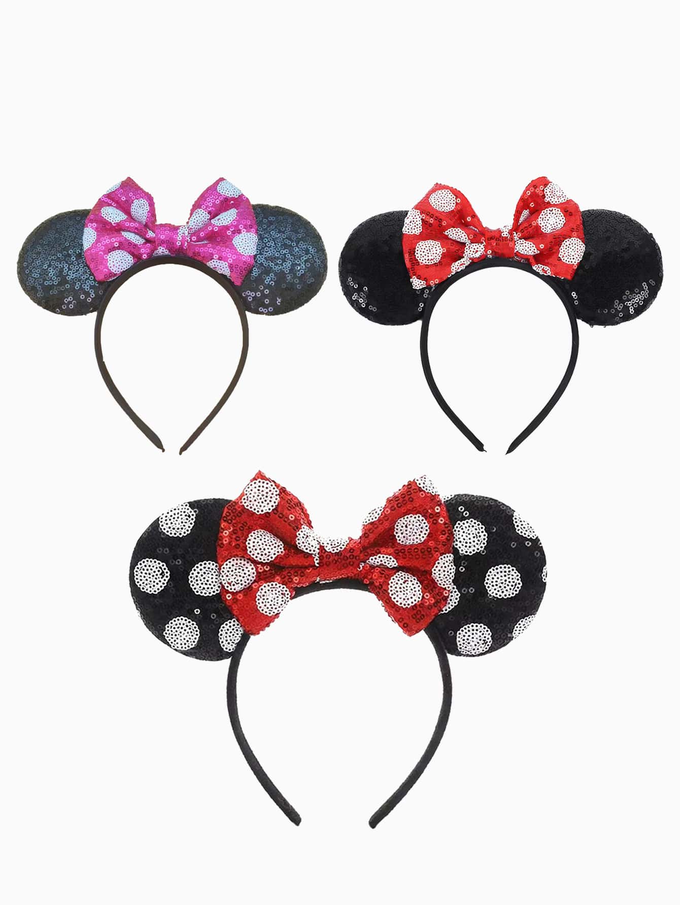 1 Stück Polka Punkt Schleife Haarband, glänzende Punkt Schleife Haarband, funkelnder Ohr Dekor Haarband, süßes Cartoon Ohr Design, Pailletten Ohr Haarband, geeignet für Studentenpartys, Maskenpartys, Cosplay, Themenparks, perfektes Geschenk für verschiedene Anlässe, geeignet für Teenager, Erwachsene und Paare, ideales Accessoire für Prinzessinnen-Rollenspiel, Geburtstagsfeiern und Weihnachtspartys (Farbe und Stil werden zufällig gesendet) Haarband Diadema Haar Reifen - Zufälliger Stil - Übersicht 1