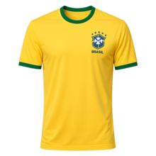Brazil World Cup T-Shirt With Brazilian Football Print, Unisex, Casual - 黃色 - 查看 1