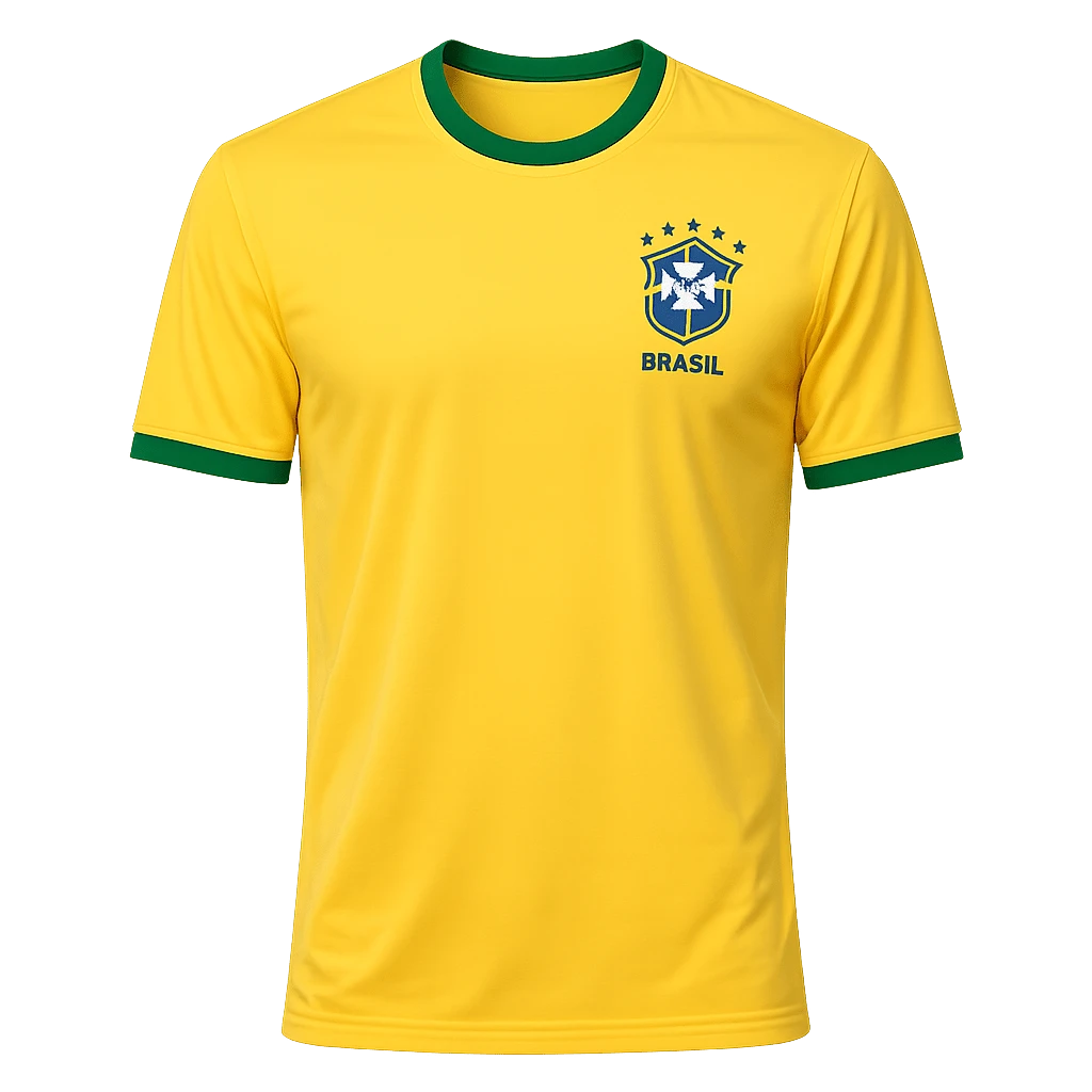 Brazil World Cup T-Shirt With Brazilian Football Print, Unisex, Casual - 黃色 - 查看 1