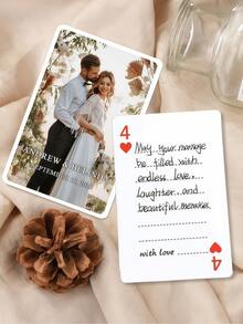 Personliga spelkort med foto och text 1 set (54 spelkort + 1 ask) Personlig poker, anpassningsbar med fotomeddelanden, perfekt för bröllopsdag, födelsedag, examen, förlovning, pensionering, present. Kan anpassas med foton, anpassade parbilder och familjefoton av spelkort, bordsspelskort, bröllopssouvenirer, årsdagssouvenirer, presentask - Flerfärgad 2 - Visa 7