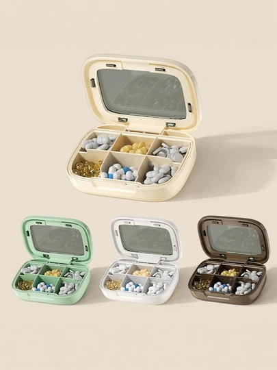 Organizador portátil de pastillas, compartimentos sellados para 3 comidas al día, estuche compacto para almacenamiento de medicamentos