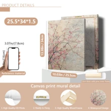 1幅现代樱花帆布艺术海报，抽象花卉风景画，当代魅力风格，春/冬主题，带框或不带框，房间装饰，家居装饰，理想的乔迁礼物，大学宿舍公寓装饰，酒店，家庭，客厅，卧室，浴室和办公室墙面装饰礼品 - A - 查看 17