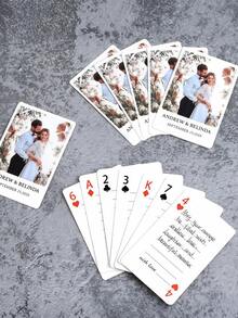Personliga spelkort med foto och text 1 set (54 spelkort + 1 ask) Personlig poker, anpassningsbar med fotomeddelanden, perfekt för bröllopsdag, födelsedag, examen, förlovning, pensionering, present. Kan anpassas med foton, anpassade parbilder och familjefoton av spelkort, bordsspelskort, bröllopssouvenirer, årsdagssouvenirer, presentask - Flerfärgad 2 - Visa 4