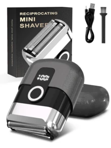 Men's Electric Shaver With Digital Display, Rechargeable Foil Shaver, Ultra-Portable Wet & Dry Razor, Compact Travel Shaver – Holiday Gift For Him, Father's Day Gift - Xám - Xem 10