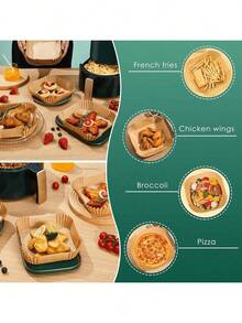 200pcs Air Fryer Paper, Lined With Oil Resistant And Waterproof Air Fryer Paper Basket Bowl, Lined With 6-Inch 100/50/25 Paper Air Fryer Liner, 6-Inch Non Stick Square Baking Paper, Edible Silicone Oil Paper, Oven Barbecue Suction Paper, Reusable Paper, Compatible With Most Air Fryers, Valentine's Day Gift, Birthday Gift, Is A Great Kitchen Gift - Multicolor - View 8