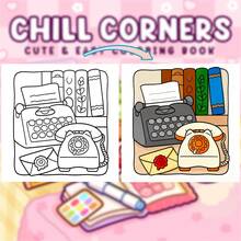 40 Pages - 200g, Healing Corner Coloring Book, Soft-Touch Coloring Book, Warm Healing Style, Love Radio Pattern, Purple & Green Color Scheme, Stress Relief Coloring, Suitable For Stationery, School Supplies, Great Gift For Girls, Valentine's Day, New Year - Chill Corners - View 8