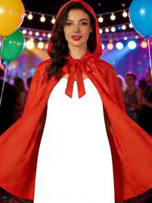 Áo choàng Halloween kiểu anime, có mũ trùm đầu, buộc dây, một lớp màu đỏ, phù hợp với mọi loại trang phục lễ hội. - áo choàng - Xem 4