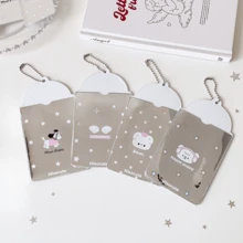 1pc Silver Cartoon Animal 3-Inch Hanging Card Holder, Student ID/Card Protector Case - Silver Card Sleeve - View 3