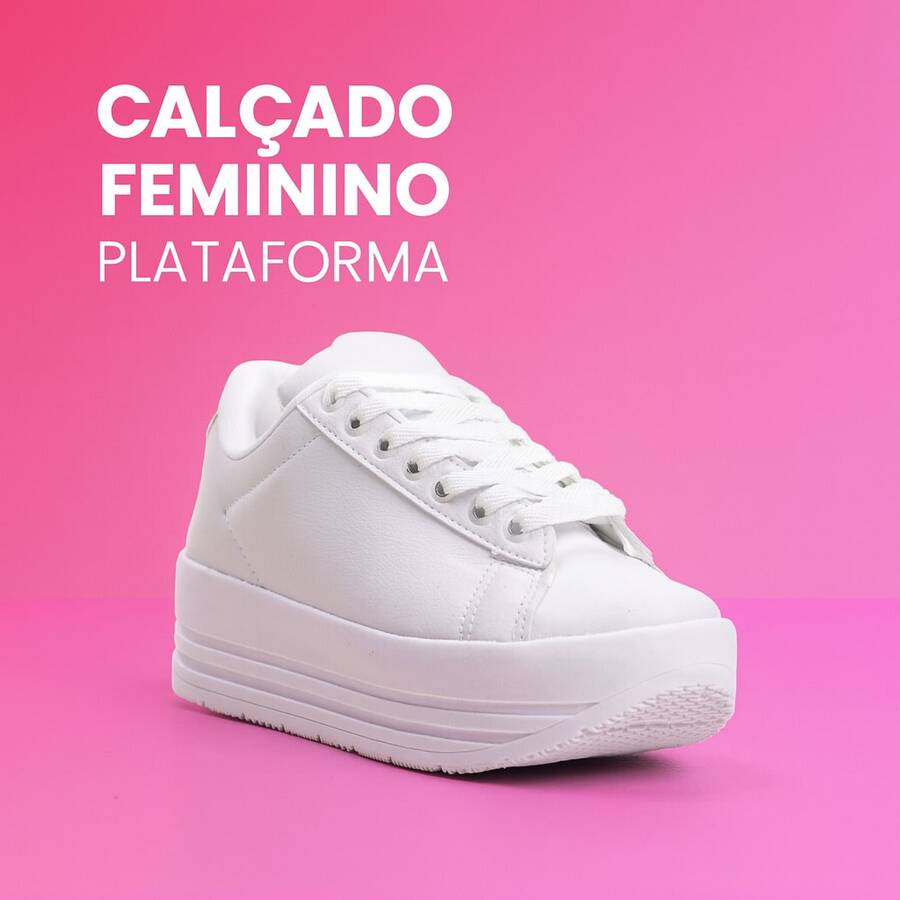 Tenis Feminino Plataforma Sola Alta Estilo Chunky Bufalo Todo Branco Conforto e Estilo Diario - Branco - Visão 1