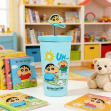 Miniso 名创优品蜡笔小新水杯 可爱动漫不锈钢保温吸管杯 防漏便携水瓶 礼品装 635毫升/21.47盎司 - 藍色 - 查看 4