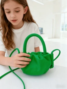 Kids Fashion Handbag New Crossbody Bag For Little Girls Cloud Pleated Pu Leather Mini Bag Gift, White/Black/Pink/Yellow/Green - Multicolor - View 4