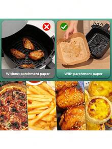 200pcs Air Fryer Paper, Lined With Oil Resistant And Waterproof Air Fryer Paper Basket Bowl, Lined With 6-Inch 100/50/25 Paper Air Fryer Liner, 6-Inch Non Stick Square Baking Paper, Edible Silicone Oil Paper, Oven Barbecue Suction Paper, Reusable Paper, Compatible With Most Air Fryers, Valentine's Day Gift, Birthday Gift, Is A Great Kitchen Gift - Multicolor - View 12