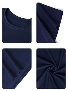 Tween Boys Casual Printed Crew Neck Short Sleeve T-Shirt, Summer Top - Navy Blue - View 6