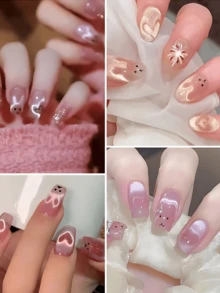 Nail Art Magnet, Cute Rabbit Shaped Cat Eye Magnet With Foldable Ears (Rabbit/Cat/Bear Pattern), DIY Gel Nail Polish Square Magnet, Nail Art Tool, Nail Art Supplies, Suitable For Press-On Nails, Back To School, Wedding, Vacation, Summer Nail Art - Multicolor - View 5