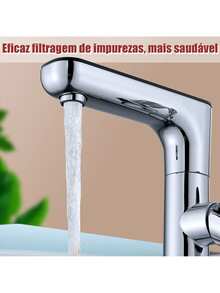 Torneira Misturador Monocomando Banheiro Inteligência Led Acabamento Brilhante Cor Prateado - Falar - Visão 6