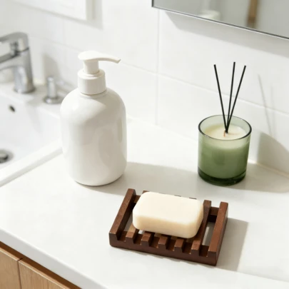 Natural Wooden Shower Soap Dish, Soap Holder Rack, Self-Draining Soap Tray, Handmade Soap Dish - Suitable For Bathroom, Plastic-Free