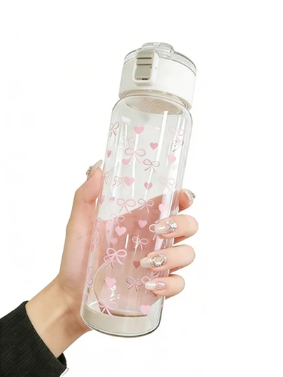 1 pieza Vaso deportivo portátil de gran capacidad de 800/550/350ml transparente, botella de agua esencial para viajes al aire oficina