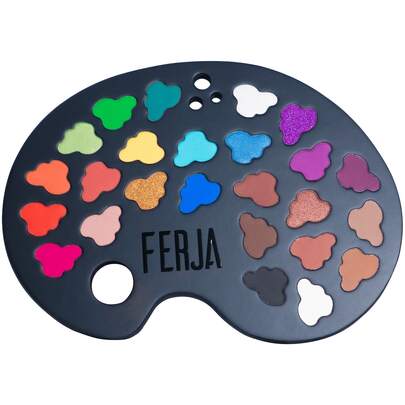 FERJA sombras de ojos godette arte colorido en un solo diseño, paleta sombras intensas, colores ideales para Halloween, Día de Muertos, fiestas y maquillaje creativo, pigmentación alta, estuche compacto portátil