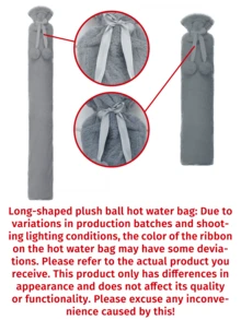 1pc Elongated Hot Water Bottle, Fill-In Warmer, Durable Anti-Explosion, Winter Heating Accessory (Due To Different Batches, The Lining Lines And Colors May Vary Slightly. We Apologize For Any Inconvenience Caused. Ribbon Fabric, Rib Color And Pattern Are Randomly Shipped) - Default - View 12