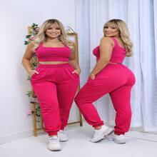 Conjunto Feminino Moderno Jogger + Cropped – Ref. 02 | P/M/G/GG/G1 Conjunto versátil: use junto ou separado - Pink - Visão 2