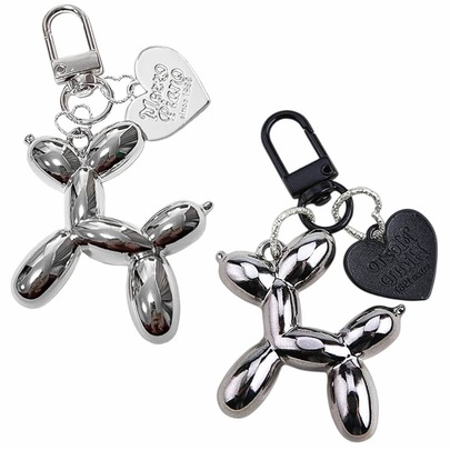 4pcs Dog & Heart Shaped Balloon Keychain, Fashionable & Cute Keyring Suitable For Handbags, Wallets, Car Keys, Couples, DIY, Gift For Family, Friends, Lovers On Valentine's Day, Birthday, Holidays