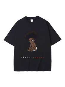 COOL SUMMER The Boondocks Graphic T-Shirt Funny Men Men Cosplay Rapper The Notorious Big Ready To Die Print Tshirt Biggie Smalls T Shirts - 黑色 - 查看 1