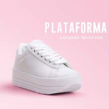 Tenis Feminino Plataforma Sola Alta Estilo Chunky Bufalo Todo Branco Conforto e Estilo Diario - Branco - Visão 2