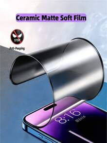 NNBILI 4pcs Matte Privacy Screen Protector Ceramic Soft Film Compatible With IPhone 17 Pro Max/17/16 Pro Max/16 Pro/16 Plus/16/15 Pro Max/14 Pro Max/13/12/11 Anti-Fingerprint Anti-Scratch Anti-Spy Easy Installation Frosted Finish High-Quality Mate Screen Protection Essentials, Applicable To Daily Shield, Office, Home Daily Shield Office Home Phone Screen Protector Phone Accessories Waterproof Shockproof Anti-Fall Scratch Resistant - Black - View 4