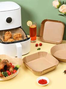 200pcs Air Fryer Paper, Lined With Oil Resistant And Waterproof Air Fryer Paper Basket Bowl, Lined With 6-Inch 100/50/25 Paper Air Fryer Liner, 6-Inch Non Stick Square Baking Paper, Edible Silicone Oil Paper, Oven Barbecue Suction Paper, Reusable Paper, Compatible With Most Air Fryers, Valentine's Day Gift, Birthday Gift, Is A Great Kitchen Gift - Multicolor - View 2