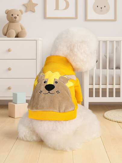 1pc Pet Clothes, Happy Dog/Cat Apparel For Small Dogs/Cats, Cute Cartoon Lion Design Comfortable Sweatshirt
