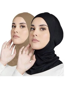 1入組女士柔軟彈性頭巾，伊斯蘭頭巾圍巾頸套頭帶發帶頭巾 - A - 查看 31