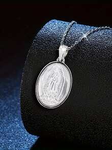 1件S925纯银极简椭圆形吊坠项链，优雅日常佩戴精致锁骨链，女士礼物 - 橢圓 - 查看 9