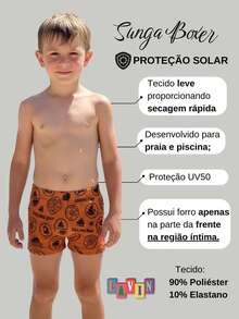 Lavin Basic Kids' Swim Trunks, UV Protection, Quick Dry, Sizes 4 To 16 - Fondo marrón - Ver 2