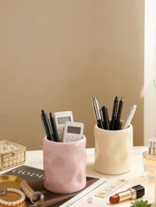 1 pezzo Portapenne da scrivania carino, organizer elegante per cancelleria e pennelli da trucco, adatto per uso in ufficio, portapenne e scatola di stoccaggio creativa per scrivania, contenitore per matite e cancelleria, organizer accessori da scrivania alla moda, strumento di stoccaggio per la classe, forniture per il ritorno a scuola, decorazione per scrivania domestica, portapenne multifunzionale, adatto per bambini e adulti. - Multicolore - Visualizzare 4