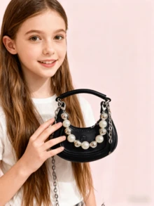 Kids New Fashion Crossbody Bag, Mini Chain Shoulder Bag, Makeup Bag, Coin Purse, & Delicate Small Bag, Holiday Gift, Gold, Silver, Black, Pink, White - Multicolor - View 11