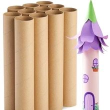 10个空白纸板卷筒，3种尺寸，适用于工艺品和DIY艺术项目，可用作卫生纸卷筒、棕色纸板管，也可用于手工制作、DIY项目、课堂美术用品和手工纸管制作。 - 棕色 - 查看 6