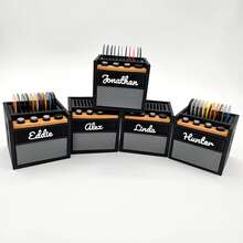Customizable 3D Printed Guitar Amp Pick Holder With Drawer , Holds 11 Picks On Top + Extra Storage - Great Fathers Day Gift!,Guitar Pick Holder,Pick Organizer,Guitar Amp Decor,Musician Gift Idea,Personal Guitar Gift,Guitarist Gift,Music Lover Gift,Rock And Roll Gift,Band Gift Idea,Functional Decor,Guitar Pick Case,Guitar Pick,Fathers Day - Multicolor - View 2