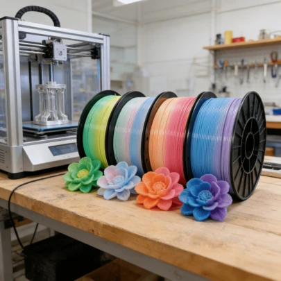 渐变色PETG 3D打印耗材，直径1.75mm，1kg/2.2lb，尺寸精度±0.02mm，韧性330M，真空密封包装，4色可选，不翘曲，无层错位，高附着力，表面光滑亮泽，适用于大多数FDM 3D打印机，可用于DIY/珠宝制作/模型制作/原型制作，是理想的礼物之选。