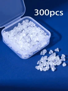 Approx. 300pcs Silicone Transparent Cylinder Ear Plugs Earrings Accessories Suitable For Women's Daily Wear (With Box), DIY Jewelry Accessories Anti-Slip Silicone Earplug, Plastic Transparent Earrings - 透明 - 查看 9