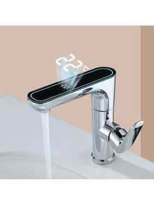 Torneira Misturador Monocomando Banheiro Inteligência Led Acabamento Brilhante Cor Prateado - Falar - Visão 4