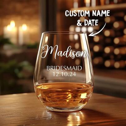 Customized Red Wine Glass - Gift For Bridesmaids, Reusable Glass Couple Glass With Wedding Date And Photo/Text Options - Wedding Gift, Bridal Anniversary Gift, Suitable For Groom, Wedding Party