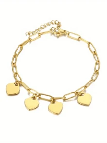 1PC Custom Name Bracelets For Women Men Personalized Heart-Shaped Charms Bracelet Customized Names Date Paperclip Chain Bracelet 1-5pcs Pendants Stainless Steel Jewelry Family Anniversary Gifts Birthday Gift - Multicolor - View 14