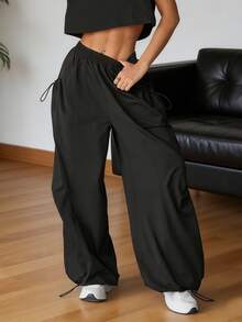 Quần nữ cạp chun co giãn, kiểu dáng rộng rãi, có túi, thích hợp cho tập gym, hoạt động ngoài trời, khiêu vũ, đi làm, mặc được cả bốn mùa xuân. - màu đen - Xem 4