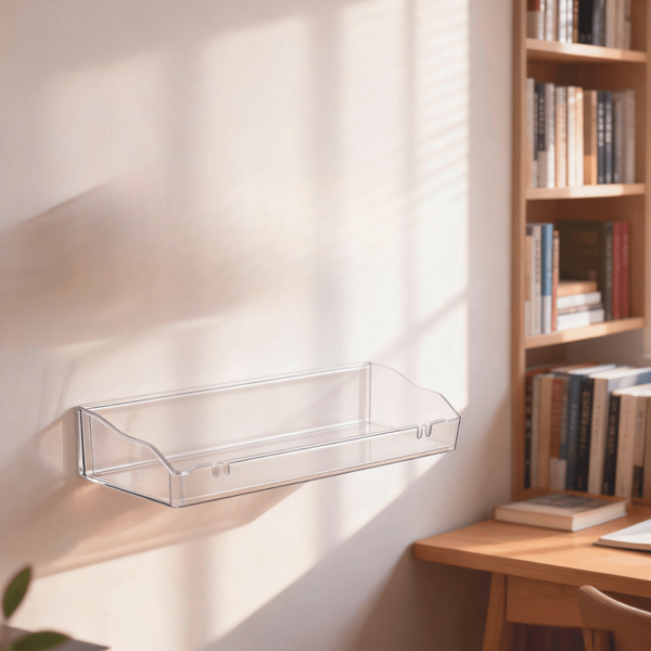Clear Floating Shelves, Acrylic Shelves For Bathroom Organizers And Storage, Bathroom Shelf With Adhesive Shelf Or Screws, Wall Mount Organizer For Shower Caddy,Room Decor, Kitchen, Living Room