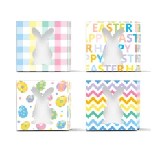 12pcs Easter Candy Snack Packaging Paper Boxes With Handles, Rabbit Design, Festive Packaging, Seasonal Celebration, Colorful Design, Playful Style, Gift Containers, Party Favor Boxes, Holiday Shoppers, Gift Givers - Multicolor - View 1