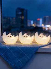 LED Rabbit Night Light, Moon Rabbit Lamp, Bedside Atmosphere Light, Cute Creative Desk Decor, Eid/Easter Gift, Eid Decoration, Suitable For Desk, Bedroom, Study, Home Decor - Multicolor - View 7