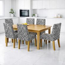 4-Seater Printed Chair Cover Kit For Kitchen Dining Room Gel Mesh Offer - Black and White - View 2